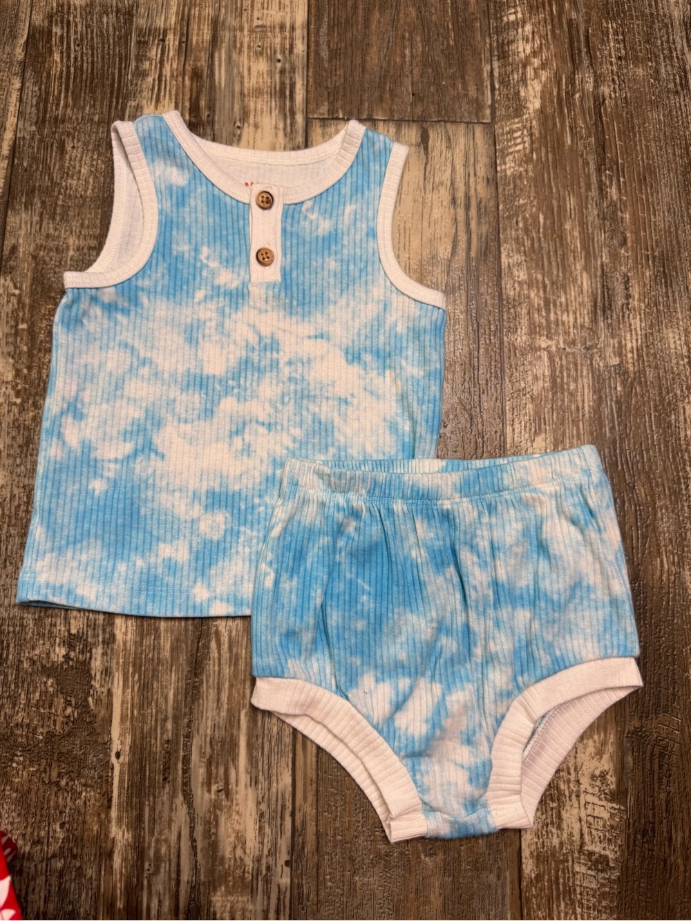 Cat & Jack Blue and White Tie-Dye Ribbed Tank & Bloomers Set